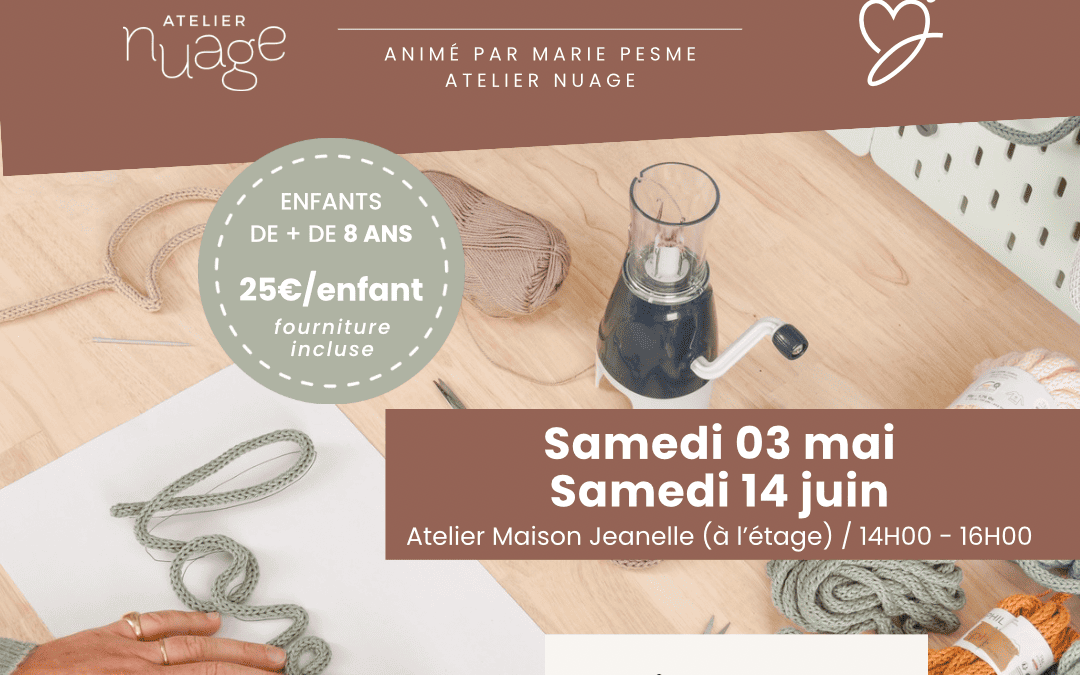 Atelier tricotins (Vertou-44), mai et juin 2025