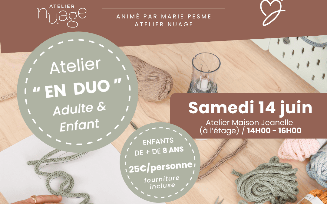 Atelier tricotin en duo, samedi 14 juin (Vertou-44)